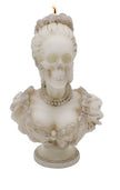 💀👑 Fancy Lady Skeleton Pedestal Candle (White Antiqued 8.4’’) – Gothic Glamour Ritual Light and Whimsical Spirit! 🕯️