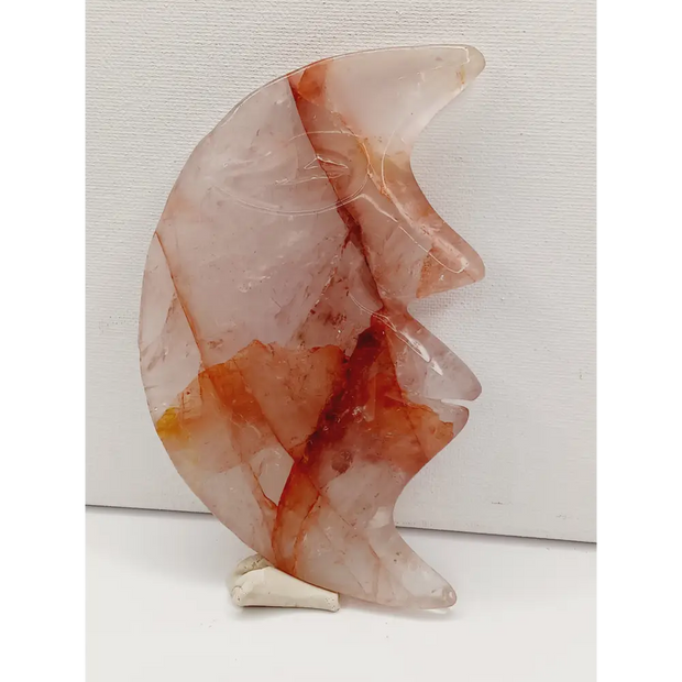 🌙🔥 Fire Quartz Moon Carving – Vitality Balance and Lunar Magic ✨ - 4 - Carvings