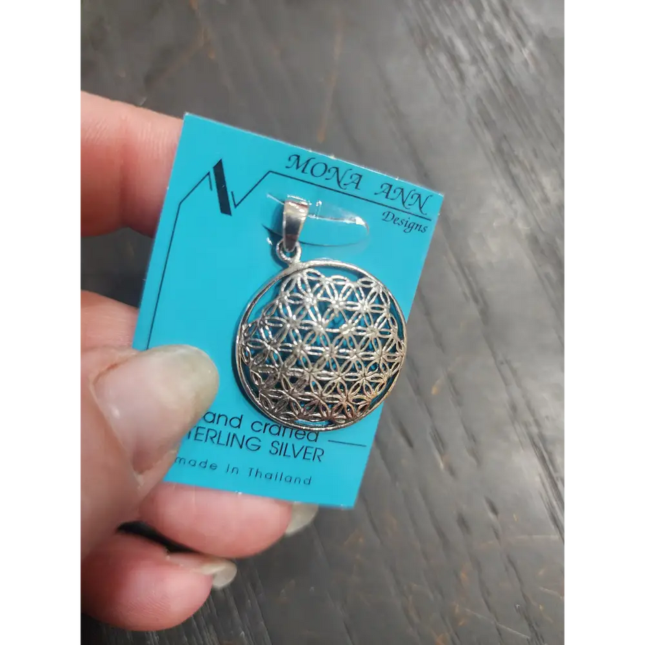 🌸 Flower of Life Pendant - Sterling Silver (1’’) 🌟 - Jewelry