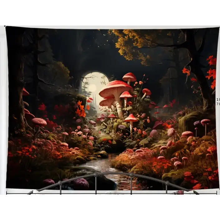 Large 59" x 79" tapestry featuring a vibrant, detailed floral design, displayed on a white background. Perfect for botanical beauty, uplifting decor, and sacred space magic.