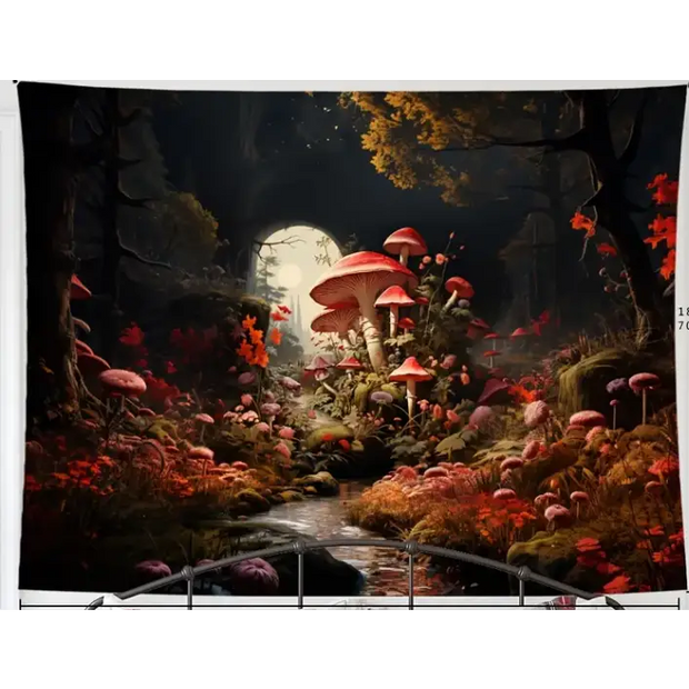 Large 59" x 79" tapestry featuring a vibrant, detailed floral design, displayed on a white background. Perfect for botanical beauty, uplifting decor, and sacred space magic.