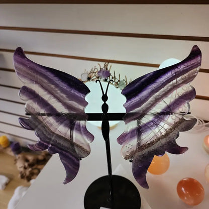 Fluorite Butterfly Slabs on Stand - Carvings
