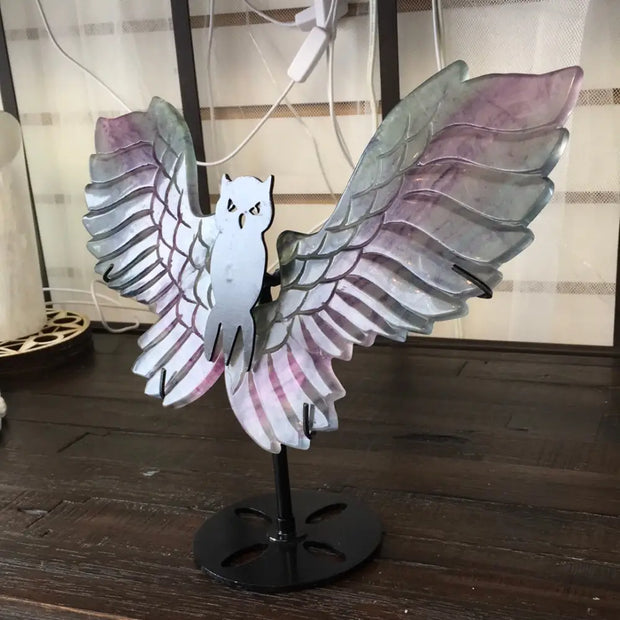 🦉💎 Fluorite Owl with Stand – Wisdom Clarity and Majestic Energy! ✨ - Fluorite Owl w/ Stand- BIG - Carvings