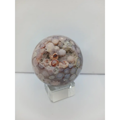 💜🌸 Gemmy Purple Flower Agate Sphere – Blossoming Beauty and Harmony ✨ - 1 - Spheres