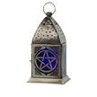 Glass & Metal Lantern Pentacle Cobalt & Purple With Stand - Home Decor