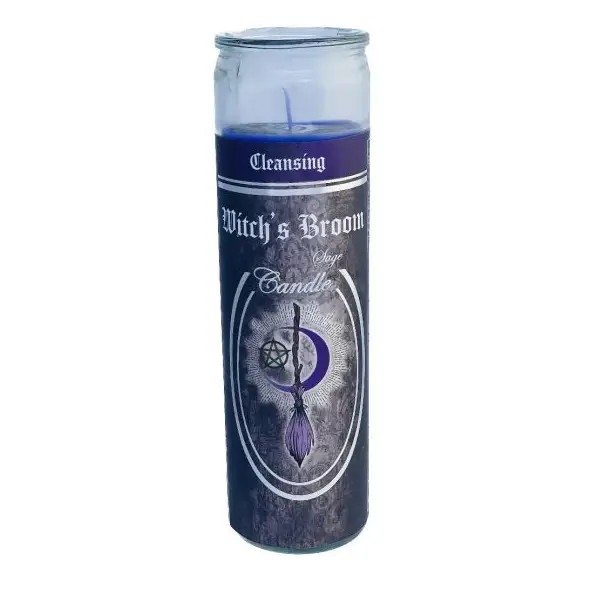 🕯️✨ Glass Pillar Ritual Candle – Meditation Ritual and Sacred Ambiance 🌙 - Witch’s Broom - Candles & Accessories