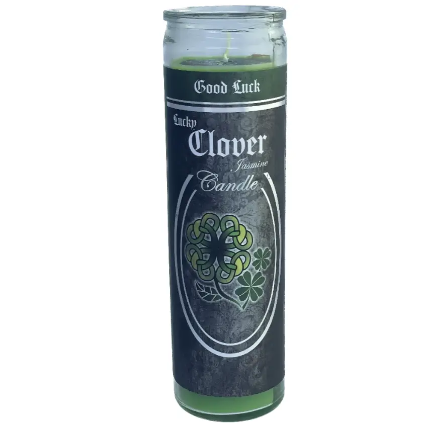 🕯️✨ Glass Pillar Ritual Candle – Meditation Ritual and Sacred Ambiance 🌙 - Lucky Clover - Candles & Accessories