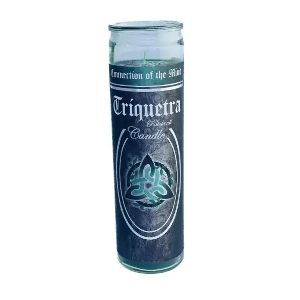 🕯️✨ Glass Pillar Ritual Candle – Meditation Ritual and Sacred Ambiance 🌙 - Triquetra - Candles & Accessories