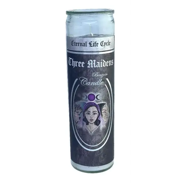 🕯️✨ Glass Pillar Ritual Candle – Meditation Ritual and Sacred Ambiance 🌙 - Three Maidens - Candles & Accessories