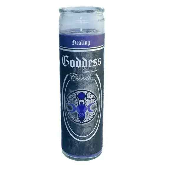 🕯️✨ Glass Pillar Ritual Candle – Meditation Ritual and Sacred Ambiance 🌙 - Goddess - Candles & Accessories