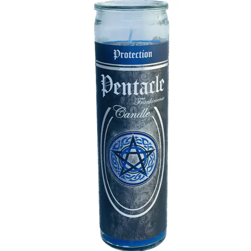 🕯️✨ Glass Pillar Ritual Candle – Meditation Ritual and Sacred Ambiance 🌙 - Pentacle - Candles & Accessories