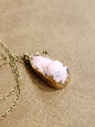 💖✨ Gold & Pink Aragonite Druzy Pendant on 18’’ Gold Chain – Heart Healing & Sparkling Magic! 🌟 - Jewelry