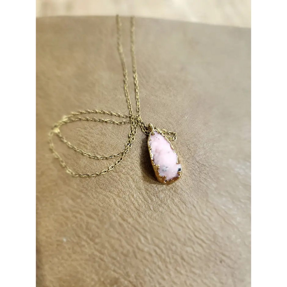 💖✨ Gold & Pink Aragonite Druzy Pendant on 18’’ Gold Chain – Heart Healing & Sparkling Magic! 🌟 - Jewelry