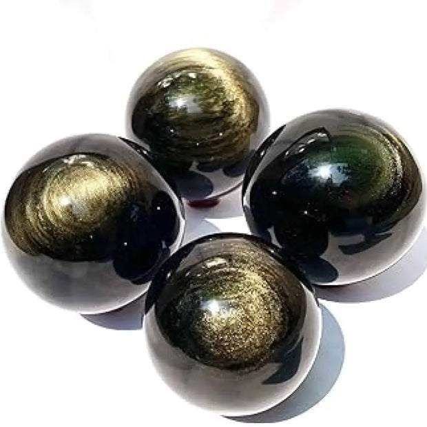 🌑✨ Golden Obsidian Spheres (1–1.5’’) – Empowerment Protection and Radiant Transformation! 🖤