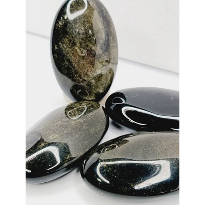 🌟🖤 Golden Sheen Obsidian Palmstone – Protection Empowerment and Inner Clarity ✨ - PALM