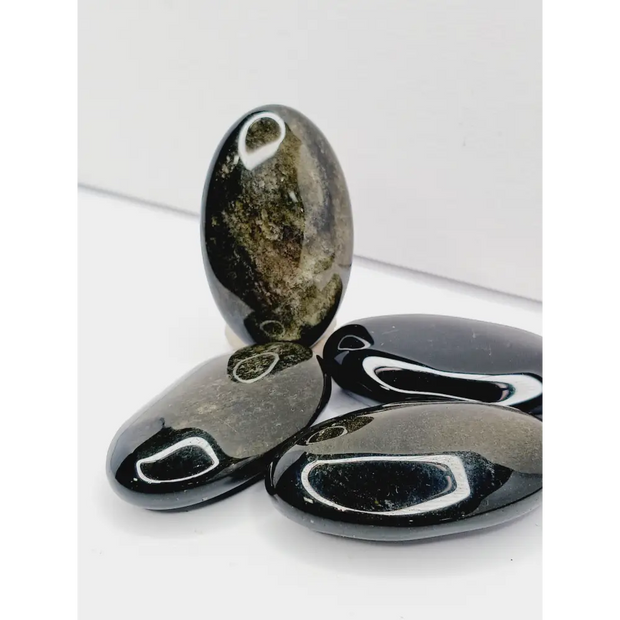🌟🖤 Golden Sheen Obsidian Palmstone – Protection Empowerment and Inner Clarity ✨ - PALM