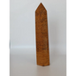 Hand-carved Golden Silk Jade tower featuring shimmering golden threads and a glossy finish, displayed on a white background.