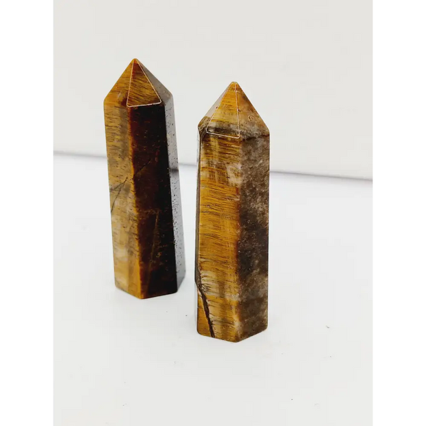 🟡🪨 Golden Tigers Eye Iron Tower – Strength Clarity and Grounded Confidence ✨ - 4 -2’’ - Towers