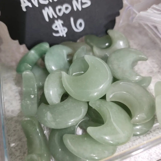 Green Aventurine Moons - Carvings