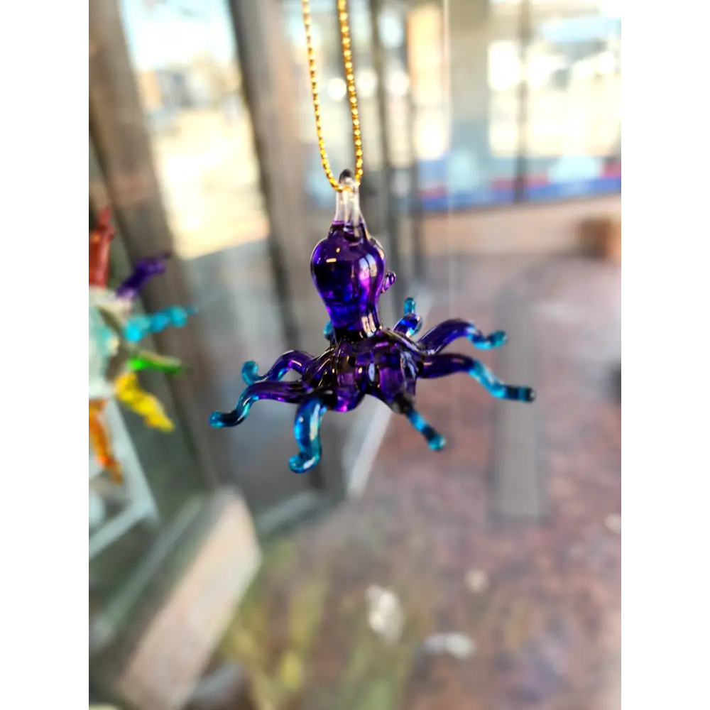 🌞 Handblown Glass Sun Catchers – Add a Touch of Magic to Your Space 🌙 - Purple and Blue Octopus - Home Decor