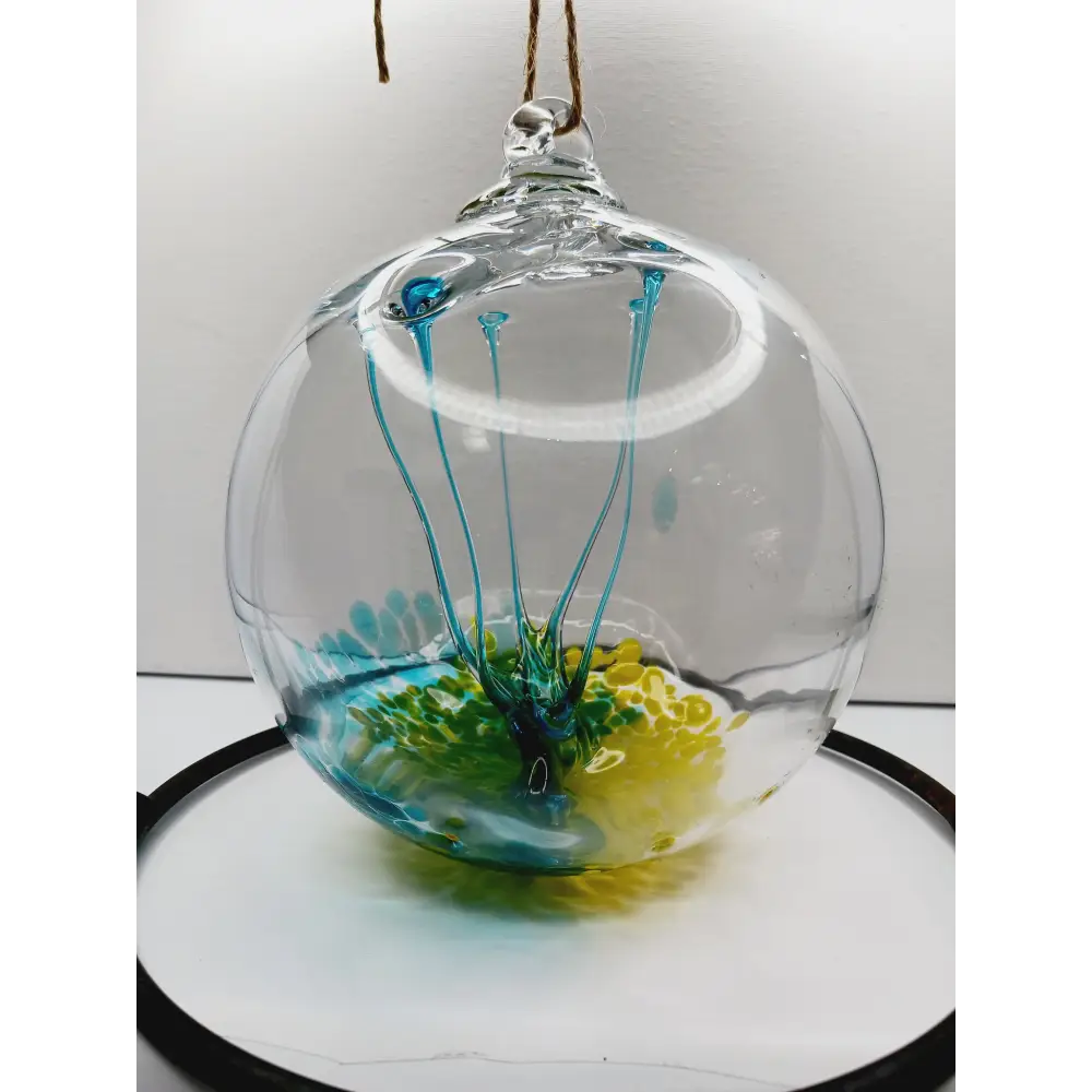 🔮✨Handblown Glass Witch Ball – Protection Tradition and Magical Beauty ✨🔮 - 6’’-Aqua & Yellow Assorted - Home Decor
