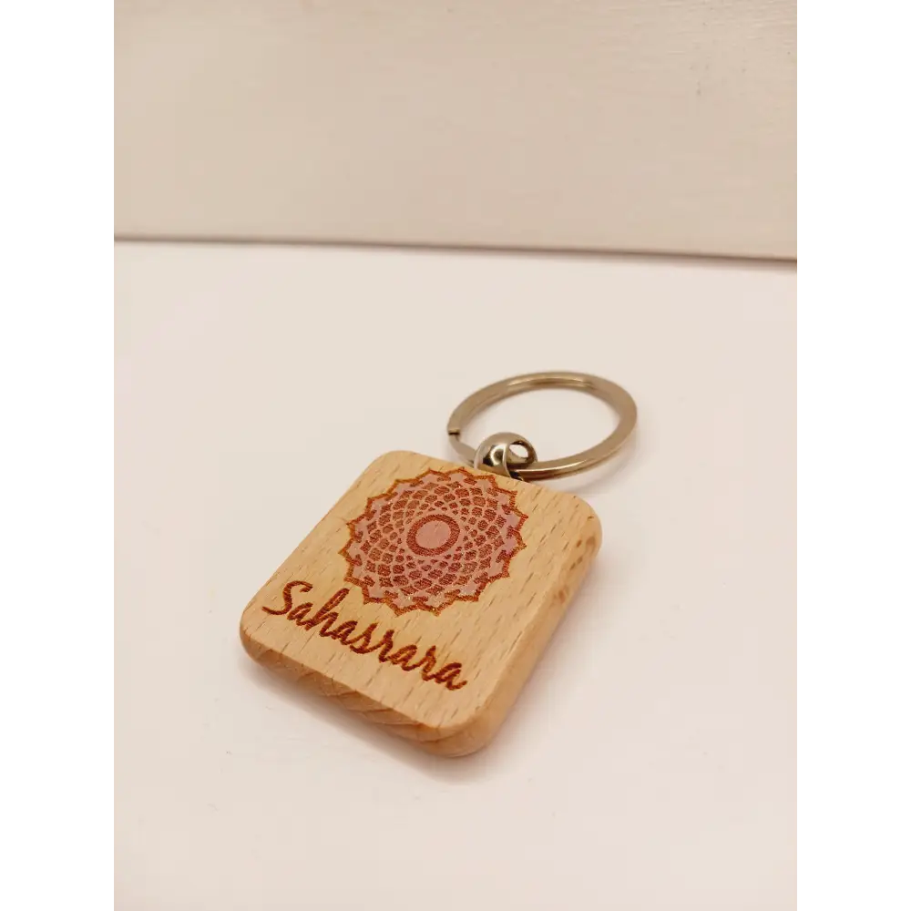 🌈 Handmade Wooden Chakra Keychains 🌈 - Sahasrara - Crown Chakra