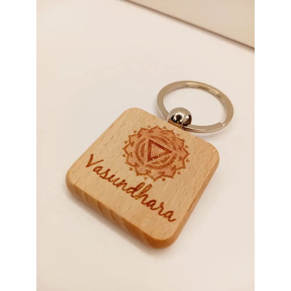 🌈 Handmade Wooden Chakra Keychains 🌈 - Vasundhara - Earth Star Chakra