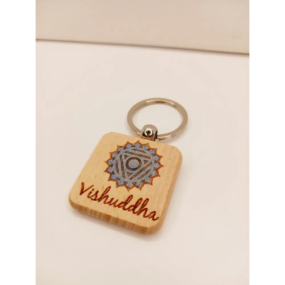 🌈 Handmade Wooden Chakra Keychains 🌈 - Vishuddha - Thoat Chakra