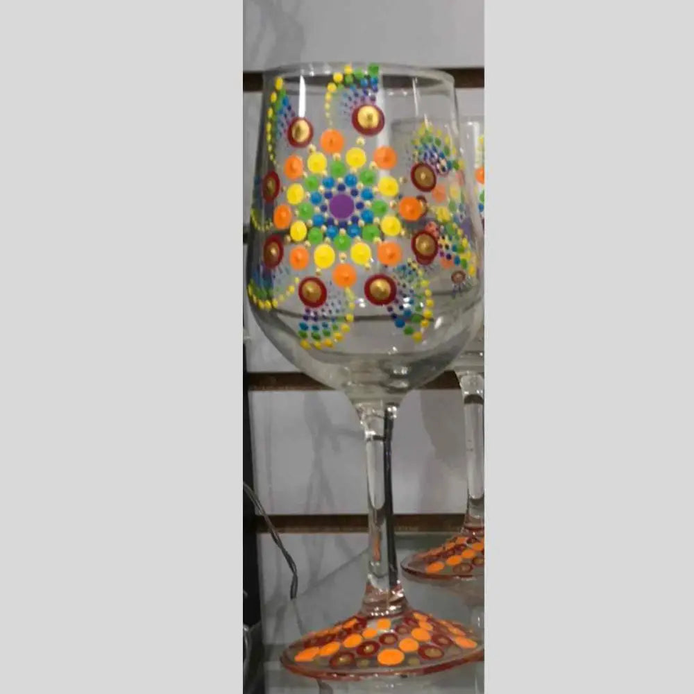 🌟🍷 Handpainted Mandala Wine Glass – Elevate Your Entertaining and Sip in Style 🎨 - Multi Rainbow Stemmed - Drinking
