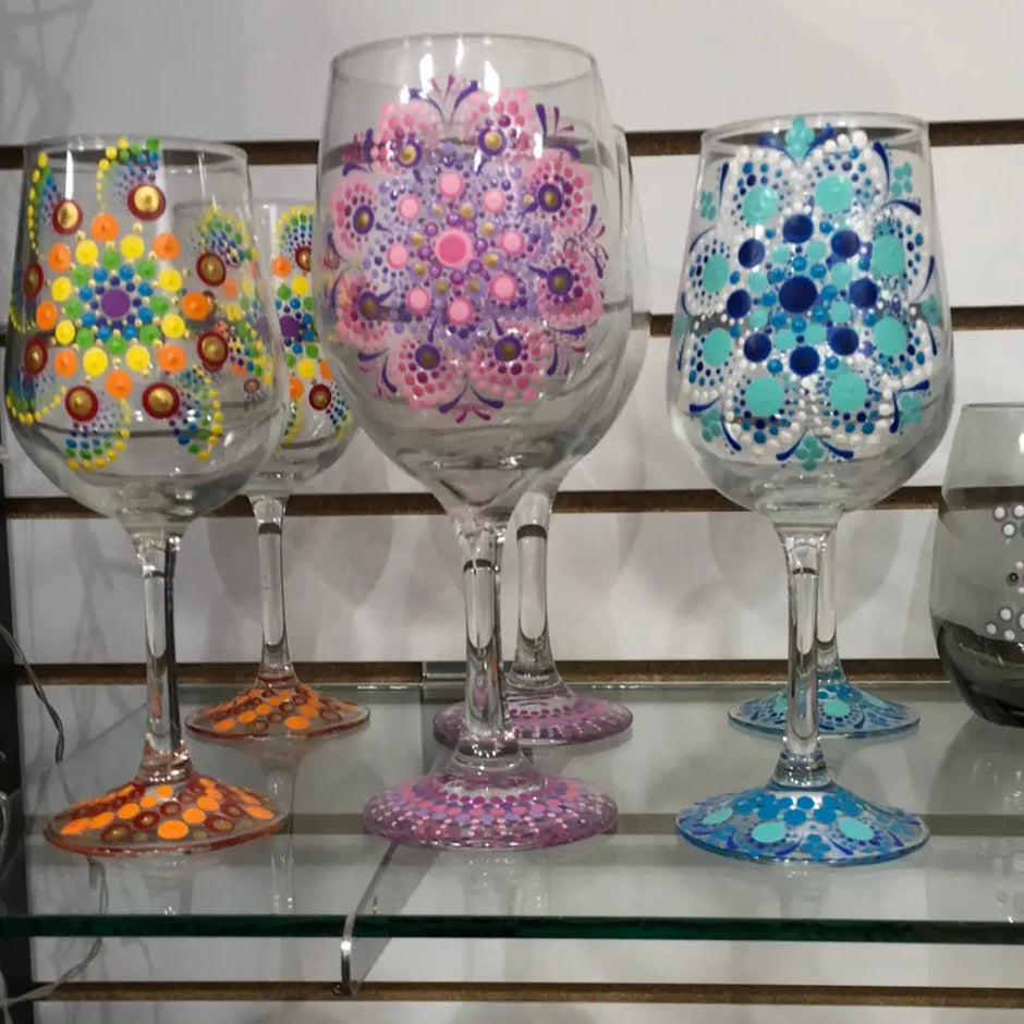 🌟🍷 Handpainted Mandala Wine Glass – Elevate Your Entertaining and Sip in Style 🎨 - Drinking Vessels