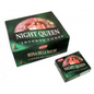 Box of HEM Night Queen Incense Cones with individual cones displayed, set against a white background. Perfect for mystery, sensuality, and magical evenings.