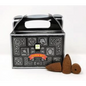 Box of HEM Super Hit Backflow Incense Cones with individual cones displayed, set against a white background. Perfect for uplifting fragrance, cleansing, and mesmerizing smoke flow.

