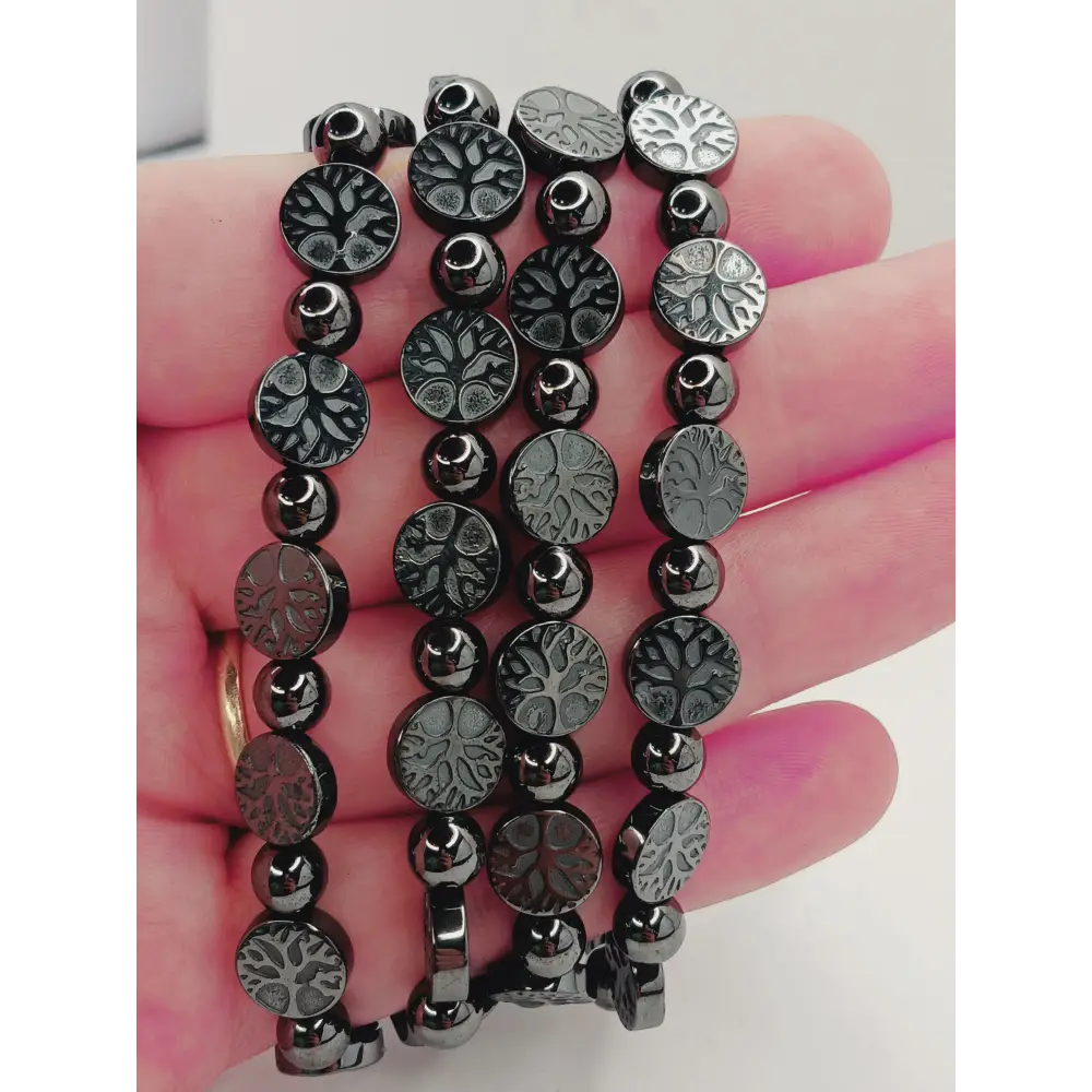 🖤✨ Hematite Bracelet – Cube Moon or Tree for Grounding and Balance 🌑 - Tree