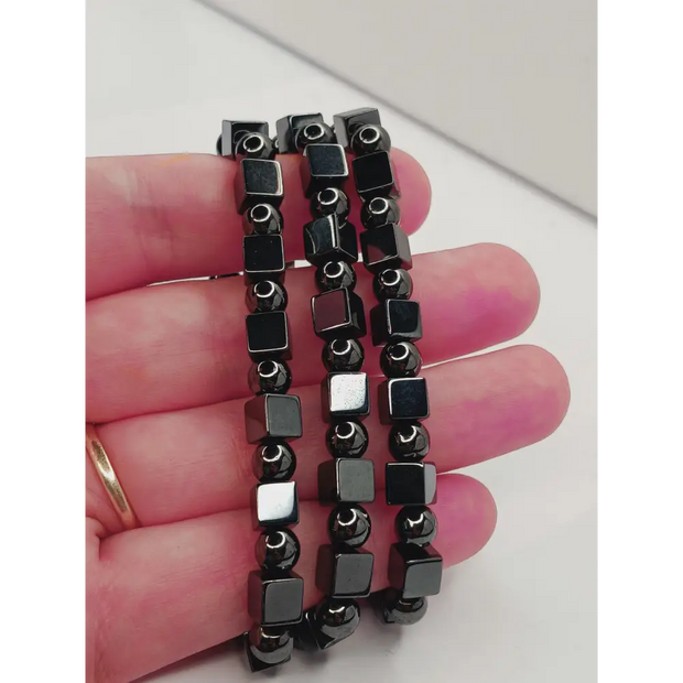 🖤✨ Hematite Bracelet – Cube Moon or Tree for Grounding and Balance 🌑 - Cube