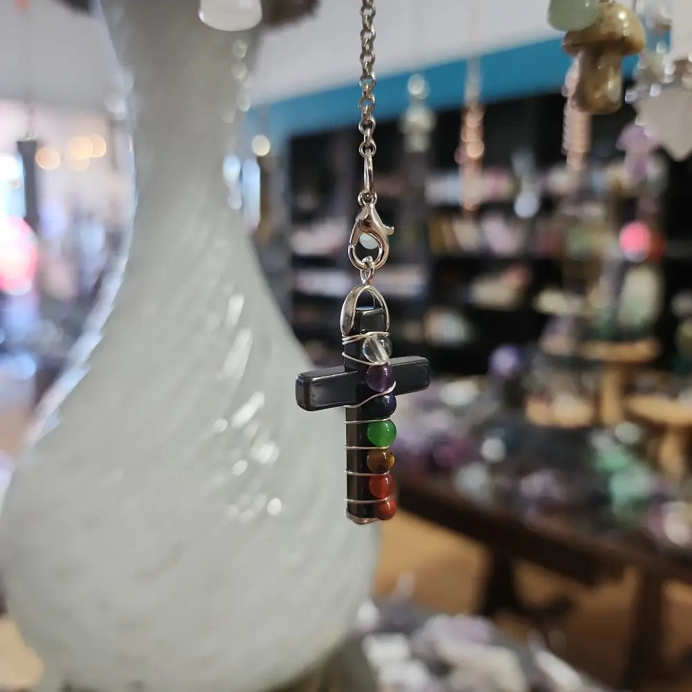 Hematite cross and Chakra Pendulum - Pendulums & Mats