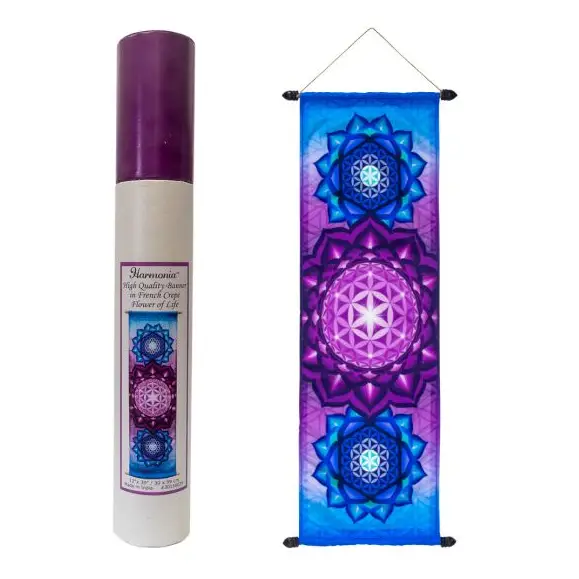 High Quality French Crepe Poly Banner - Flower of Life - Tapestry