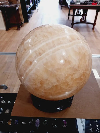 🧡✨ Huge 8’’ Orange Calcite Sphere – Creativity Joy and Vibrant Energy ✨🧡 - Spheres