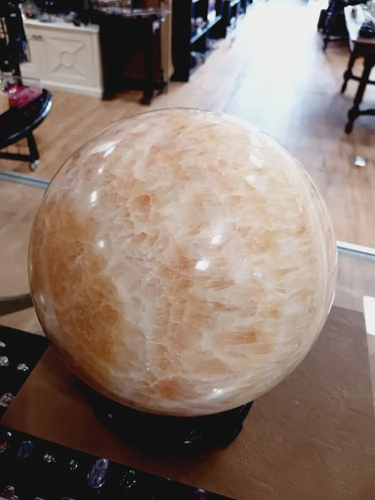 🧡✨ Huge 8’’ Orange Calcite Sphere – Creativity Joy and Vibrant Energy ✨🧡 - Spheres