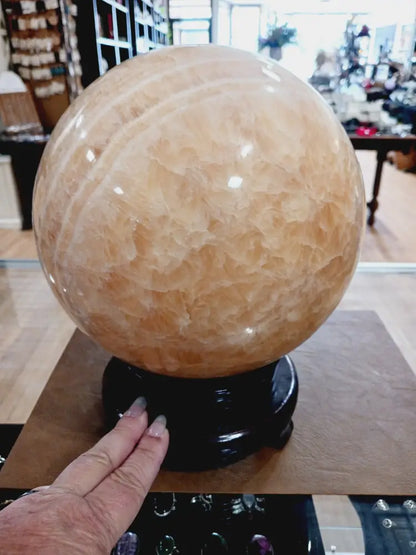 🧡✨ Huge 8’’ Orange Calcite Sphere – Creativity Joy and Vibrant Energy ✨🧡 - Spheres