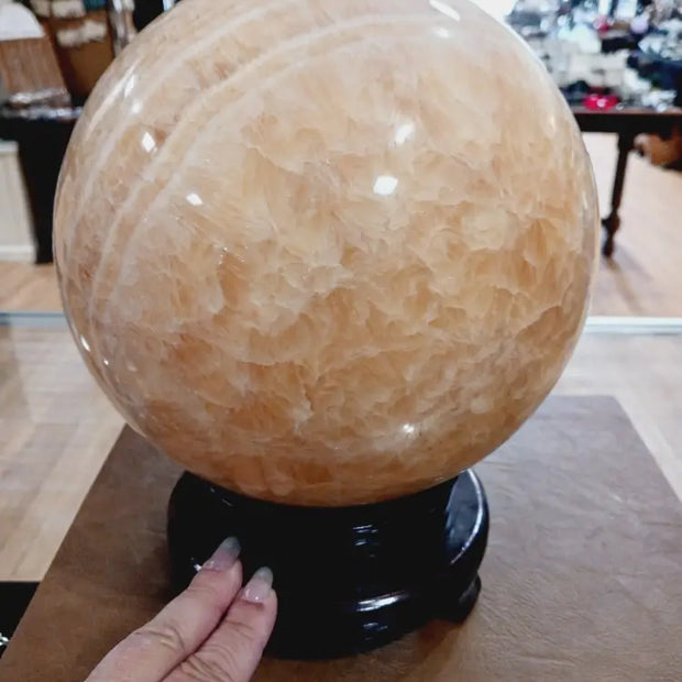 🧡✨ Huge 8’’ Orange Calcite Sphere – Creativity Joy and Vibrant Energy ✨🧡 - Spheres