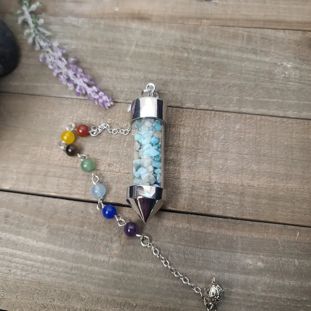 CRYSTAL JAR PENDULUM - CHAKRA CHAIN - AMAZONITE - Pendulums & Mats