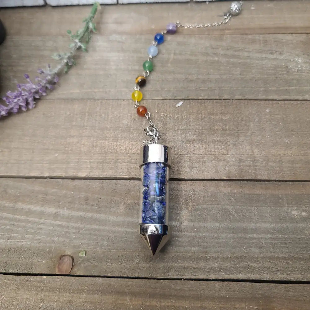 CRYSTAL JAR PENDULUM - CHAKRA CHAIN - LAPIS - Pendulums & Mats
