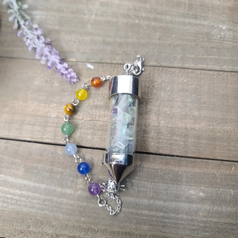 CRYSTAL JAR PENDULUM - CHAKRA CHAIN - FLUORITE - Pendulums & Mats