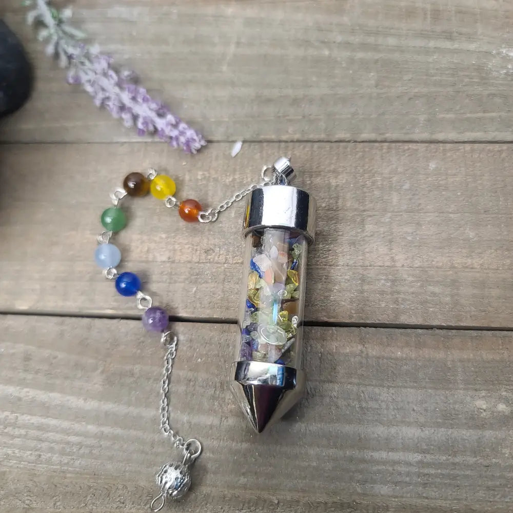CRYSTAL JAR PENDULUM - CHAKRA CHAIN - MULTI - Pendulums & Mats