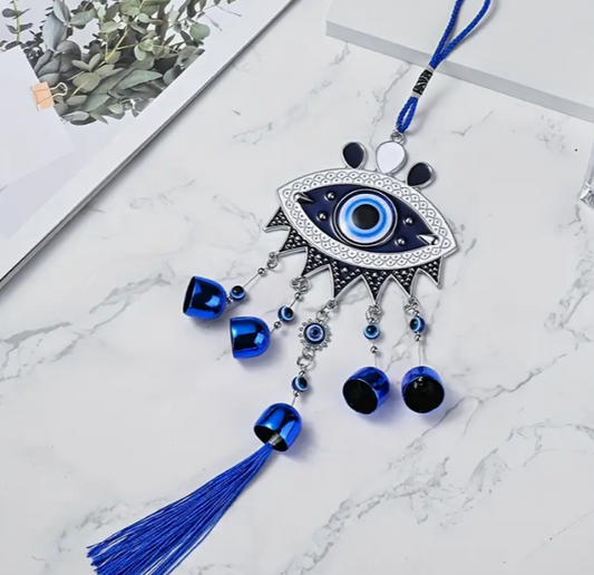 🧿✨ Large Evil Eye Metal Wind Chime (14.96’’) – Bold Protection Soothing Sound and Mystical Decor! 🌬️