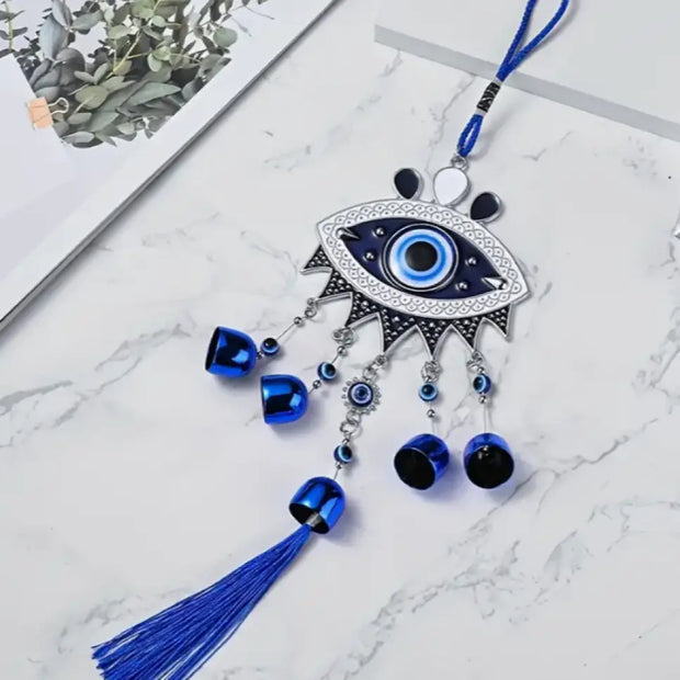 🧿✨ Large Evil Eye Metal Wind Chime (14.96’’) – Bold Protection Soothing Sound and Mystical Decor! 🌬️