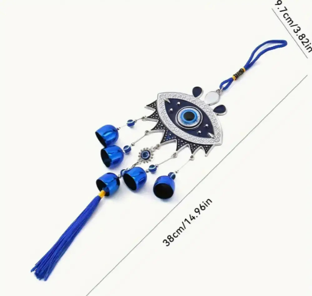 🧿✨ Large Evil Eye Metal Wind Chime (14.96’’) – Bold Protection Soothing Sound and Mystical Decor! 🌬️