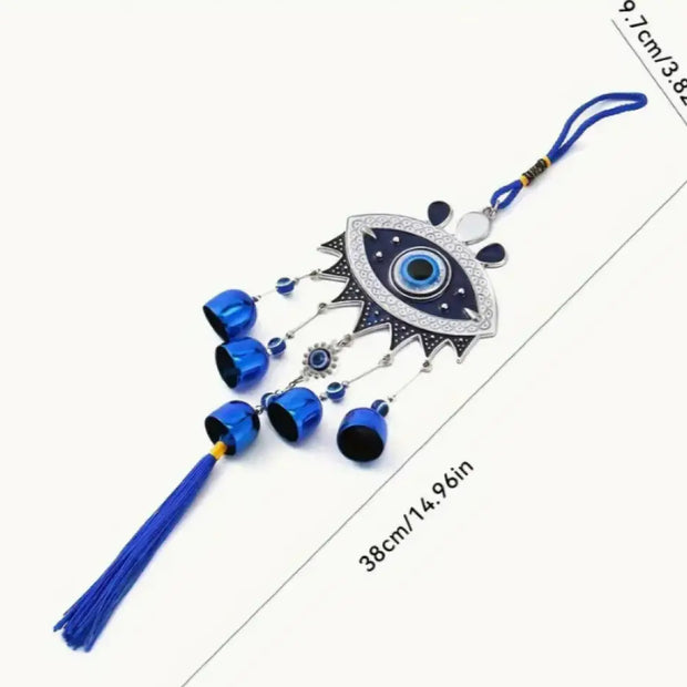 🧿✨ Large Evil Eye Metal Wind Chime (14.96’’) – Bold Protection Soothing Sound and Mystical Decor! 🌬️