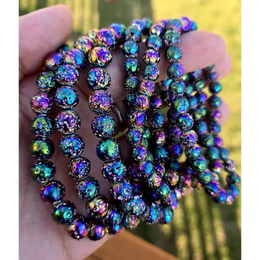 🌋✨ Lava Bracelet – Grounding Strength and Aromatherapy Magic 🖤 - Aura- Rainbow - OMC BRACELETS