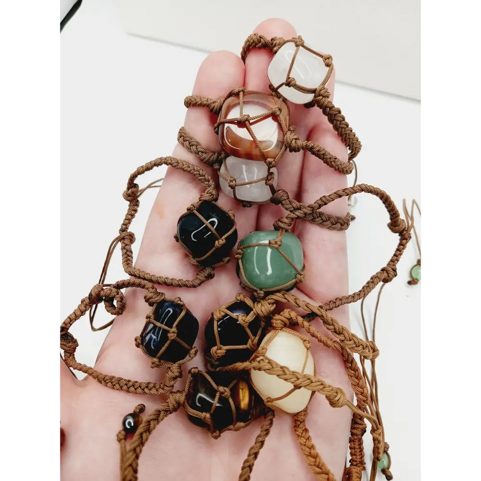🧵🔮 Macramé Bracelets with Crystals – Adjustable Intuitive Pick – Wearable Magic & Everyday Energy! ✨ - Jewelry